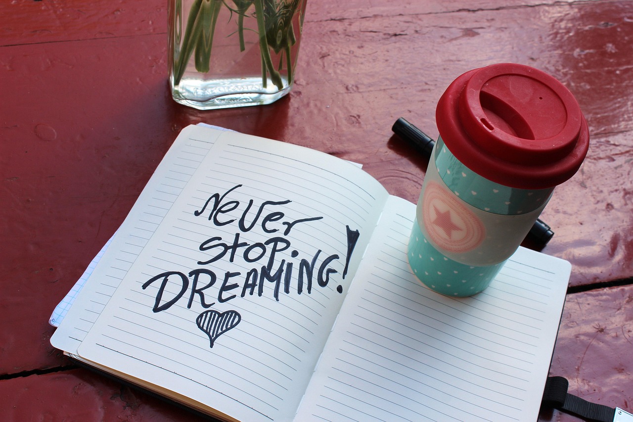 mug, motivation, dream, dreams, coffee, notes, notebook, writing, quote, development personal development, objective, rest, coffee cup, relaxation